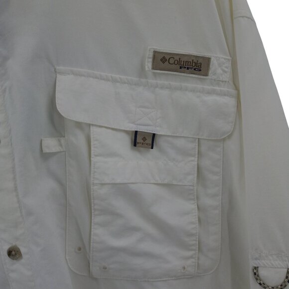 Columbia PFG White Long Sleeve Button Down Vented Fishing Shirt Size XXL Mens - Picture 3 of 10